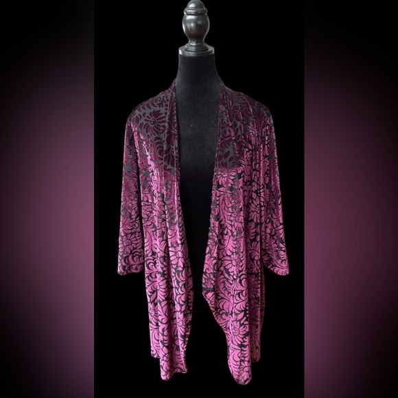Catherines Sweaters - Any Wear by Cathrines: Velvet Plum Purple & Black Cardigan